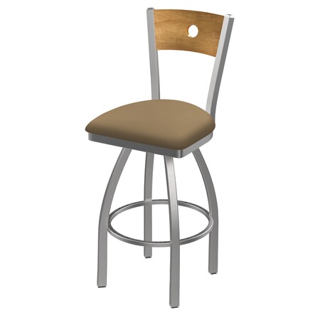Holland Bar Stool Co 30" Swivel Counter Stool, Pewter Finish, Med Back, Canter Sand Seat 83030SSMedMplB013